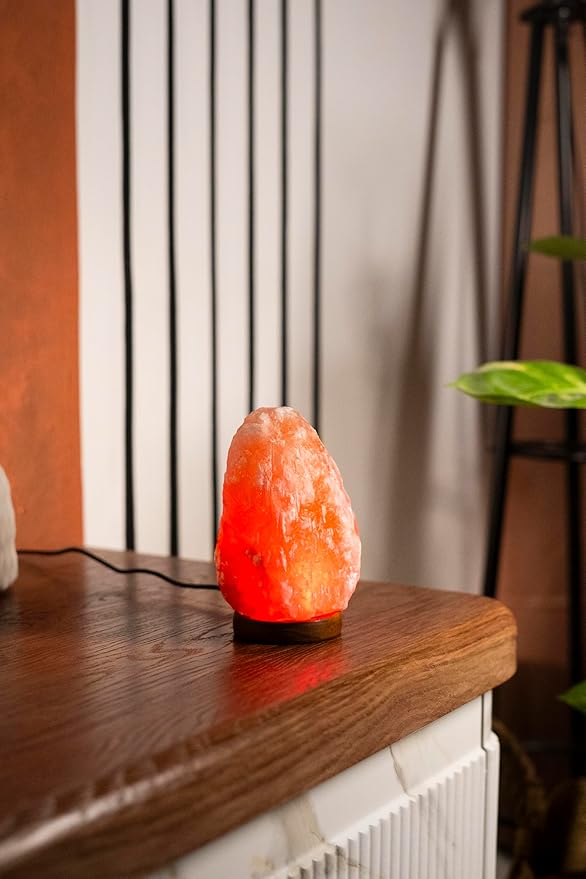 Color-Changing Himalayan Salt Lamp – 7" Tall Pink Salt Rock Lamp with USB Adaptor, Dimmer, Wooden Base – Night Light for Bedroom, Desk & Home Décor by Salacia