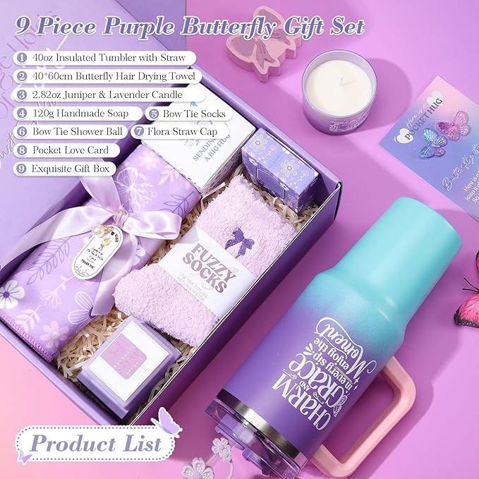 Birthday Gifts for Women Self Care Gifts Get Well Soon Gifts, Lavender Relaxing Spa Gift Basket Care Package, Gifts Box Thank You Gift Christmas Gifts for Mom Wife Girlfriend Coworker Friends Sisters