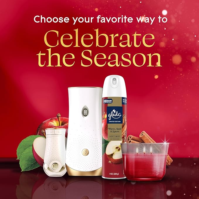 Glade Automatic Spray Refill, Warm Apple & Spices, Scented Air Freshener for Home and Bathroom, 6.2 Oz