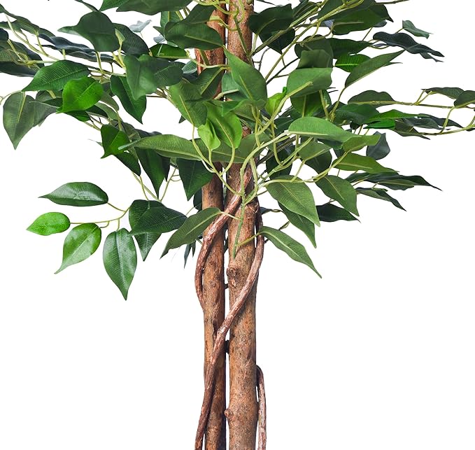 6FT Artificial Ficus Tree,Fake Plants with Sturdy Plastic Nursery Pot,Faux Ficus Trees for Home Office Living Room Farmhouse Indoor Outdoor Decor Perfect Housewarming Gift (6FT-1Pack)