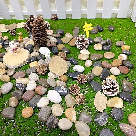 2 lbs Pebbles for Plants, 1-2 inch Polished River Rocks for Plants Indoor Aquarium Terrarium, Stones for Planters Vase Landscaping and Outdoor Yard Decorative Stones