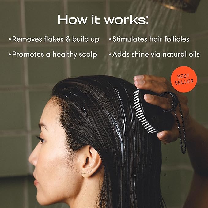 Jupiter Scalp Exfoliator - Scalp Massager Tool for Wet & Dry Hair - Ergonomic Detangler Brush - Dandruff Comb & Scrub to Remove Dandruff & Buildup and Support Circulation - White