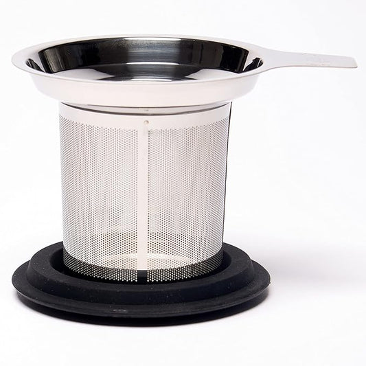 August Uncommon Holiday Tea Infuser – 18/8 Stainless Steel Mesh Strainer with Silicone Lid – Extra Fine BPA-Free Loose Leaf Tea Filter – Fits Most Mugs and Teapots (L 4.25" x W 4.125" x H 3.5")