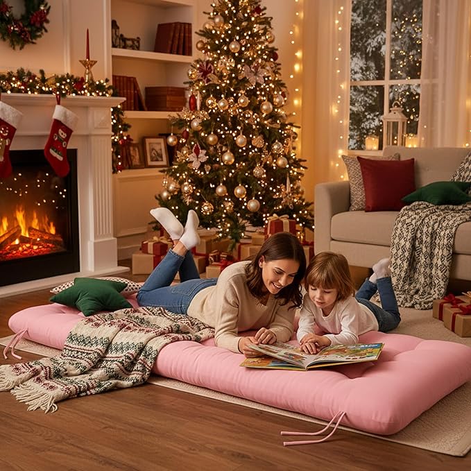 Long Floor Cushion Large Floor Cushion with Brushed Cotton 74.8 x 27.5 x 3.15 in Jumbo Lounger Pillow for Outdoor Indoor Bay Window Meditation Yoga Reading Sleeping(Pink)