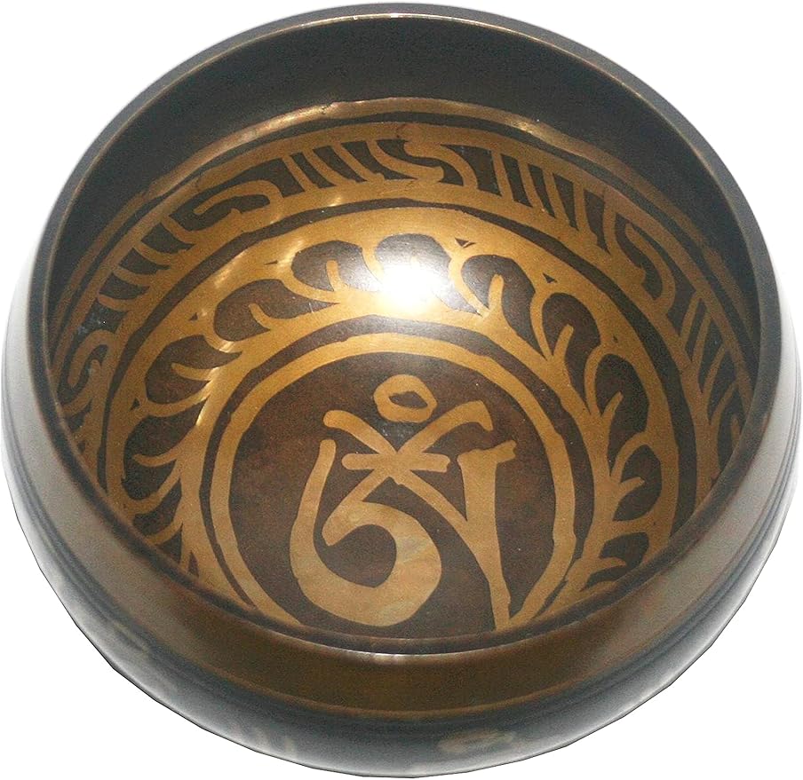 3003 SB 'D' Note Sacral Chakra Antique Tibetan Auspicious Symbol Bowl Set ~ Nepal