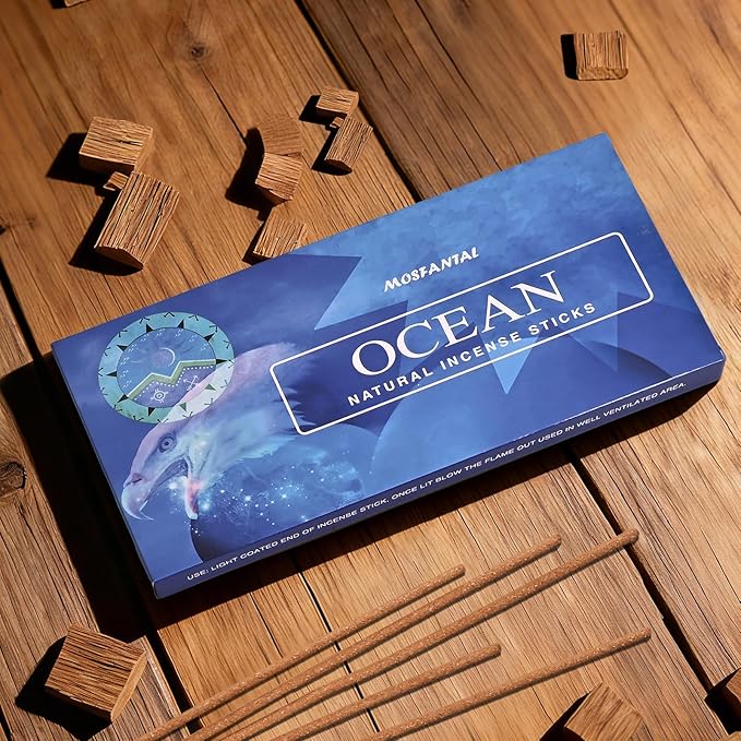 Ocean Incense Sticks - Natural Incense for Relaxation, Meditation and Creating a Serene Atmosphere(100 Sticks & 1 Burner Holder)