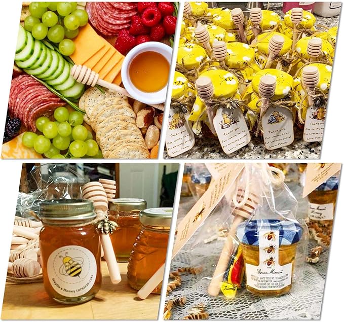 25Pcs Honey Dipper Sticks, Wooden Honey Dipper, 3 Inch Mini Honeycomb Stick, Honey Stirrer Stick for Jar Dispense Drizzle and Wedding Party Present