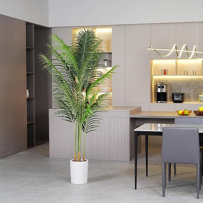 Artificial Palm Tree for Home Decor Indoor 6Ft Large Tall Fake Plants Faux Tropical Areca Palm Silk Floor Plant in Pot Living Room Office Garden Decoration Housewarming Gift (2, 6 Feet)
