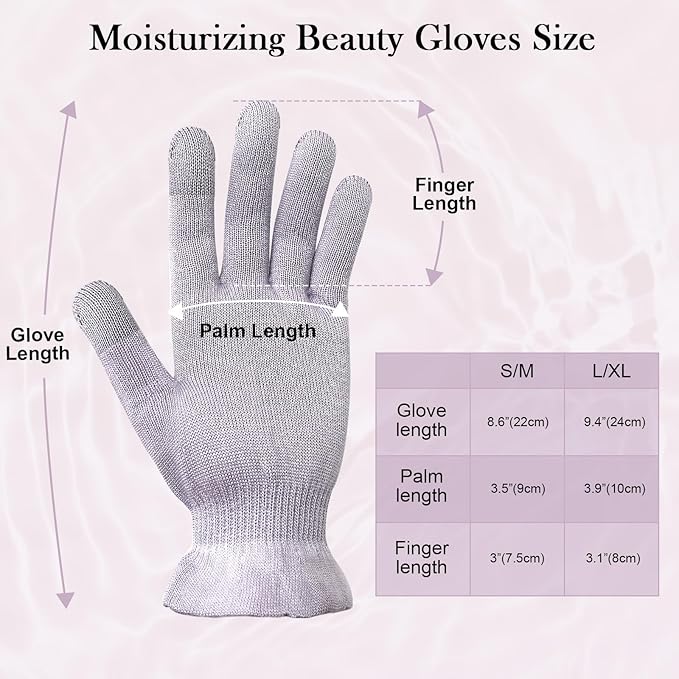 MIG4U Moisturizing Beauty Gloves Touchscreen Overnight Sleeping Glove for Women Dry Hands, Nighttime Lotion, Eczema, SPA, Cosmetic Treatment, Grey Purple 1 Pairs Size S/M