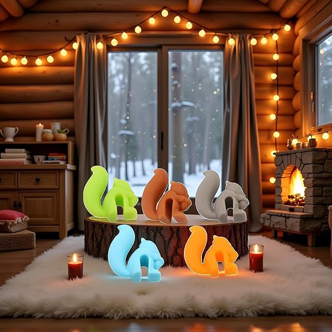 5 Pcs Colorful Cute Squirrel Shape Silicone Tea Bag Holder Cup, Squirrel Drink Markers, Tea Bag Holder for Cup Hanging Tool Mug Candy Colors Gift Set, Tea Bag Coasters