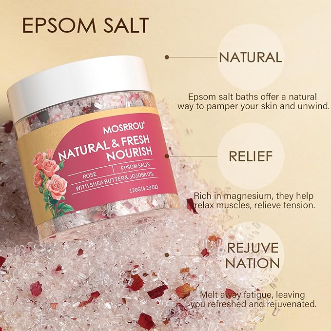 Epsom Bath Salts for Women Relaxing 6PCS Bath Salts Gift Set for Mom with Essential Oils for Bath Gifts on Birthday Mother's Day Christmas Lavender Eucalyptus Rose Lemon Tea Tree Peppermint