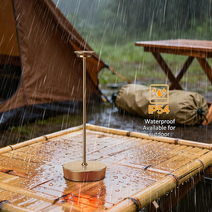 YHT Cordless LED Table Lamp Set of 2, Outdoor Portable LED Table Lamp, Dimming 6000mAh Battery Waterproof Table Light for Restaurant, Patio, Dinner, Bedroom (Titanium)