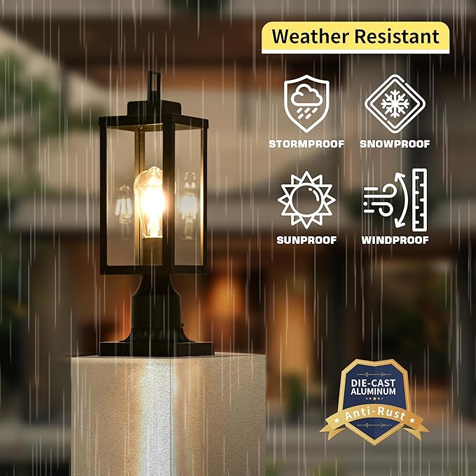 Outdoor Post Light Anti-Rust Lamp Post Lights Fixture Waterproof Exterior Lighting Lamp Post Outdoor Pole Light for Yard Pathway Driveway Fence