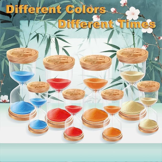 CNCJ Wooden Sand Timer 10 Minute, Hourglass Red Sand Clock Small Reloj De Arena for Desk Decor Kitchen Classroom Office Study Home Decoration