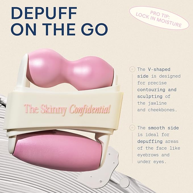 The Skinny Confidential Mint Ice Roller for Face - Compact Facial Skin Care Tools for Sculpting & Contouring - Cold Therapy Facial Rollers May Reduce Puffiness & Redness - Beauty Gifts for Women & Men