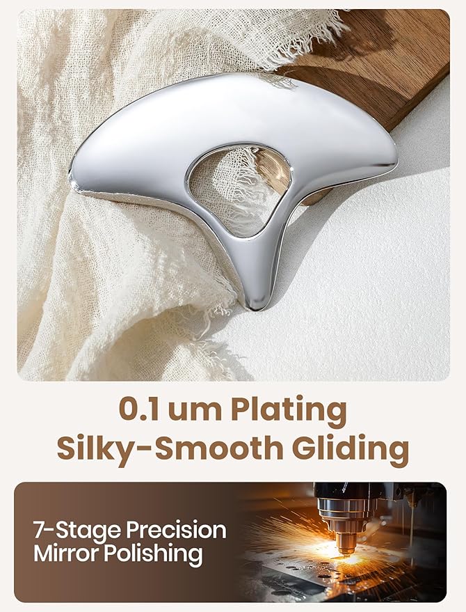 lifechill Heavy-Duty Stainless Steel Gua Sha, Muscle Scraper Tool, Lymphatic Drainage Massager for Self Care, Metal GuaSha Tool for Full Body, Trigger Point Massage Tools for Pain Relief