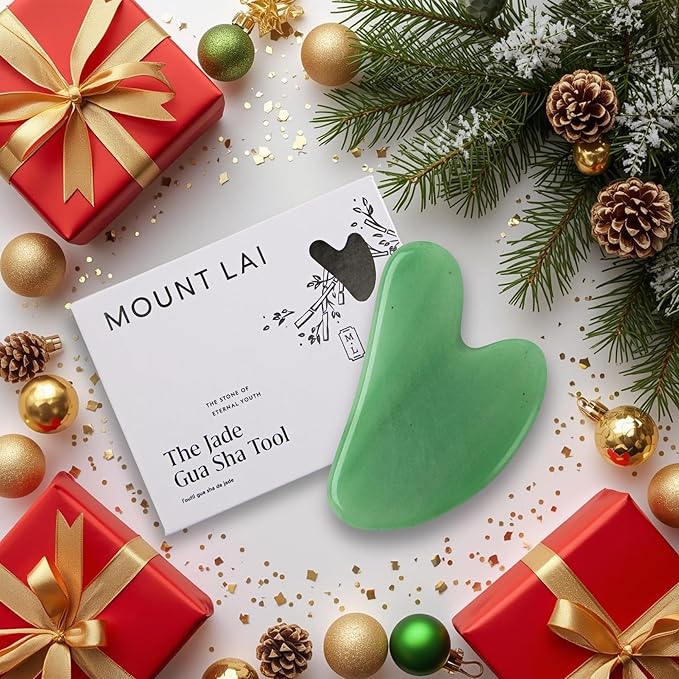 Mount Lai Jade Gua Sha Facial Tool – The Stone of Eternal Youth – 100% Genuine Jade Stone Face Sculpting Tool for Lymphatic Drainage, Puffiness Reduction & Timeless Radiance