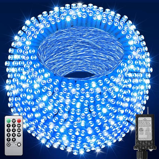 355FT 900 LED Blue Christmas Lights, Extra Long Outdoor String Lights Waterproof, Timer & Memory, 8 Modes Dimmable Plug in Fairy Lights for Outside Tree Wedding Patry Holiday Decorations