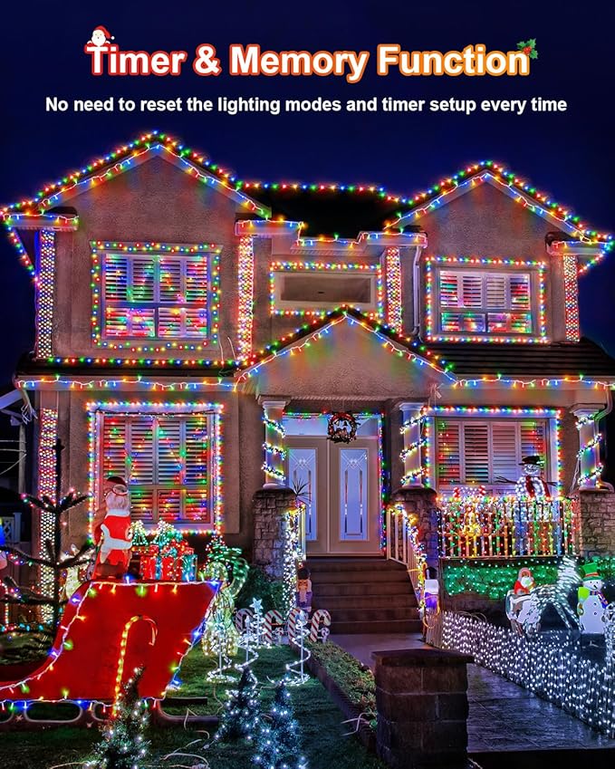 355FT Multicolor Christmas Lights Outdoor,900 LED Extra Long String Lights Waterproof Timer & Memory 8 Modes Dimmable Plug in Fairy Lights for Tree Patry Holiday Indoor Decorations