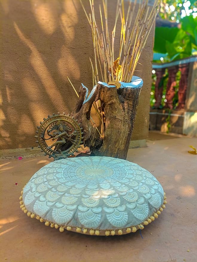 Mandala Life ART Bohemian Floor Cushion Cover –Luxury, Artisan Room Décor Pouf Case for Meditation, Yoga, and Boho Chic Seating Area Floor Pillow – Accent Your Living Room, Bedroom, More