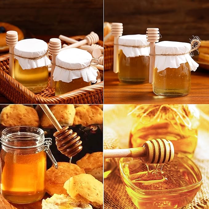 100 Pcs Honey Dipper Sticks, 3 inch Mini Wooden Honeycomb Stick, Small Honey Spoons Stirrer Stick for Honey Jar Dispense Drizzle Honey and Wedding Party Favors Gift