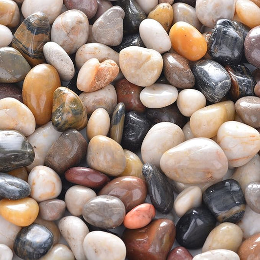 10lb Natural Decorative Polished Mixed Pebbles - Pebbles Polished Gravel，Small Decorative River Rock Stones for Fresh Water Fish Animal Plant Aquariums, Landscaping, Home Decor etc. (160-Oz Bag)