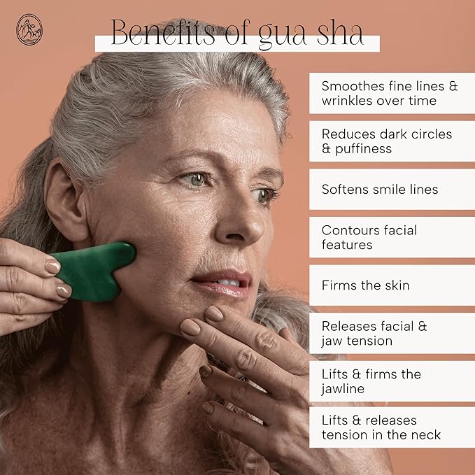 Mount Lai Jade Gua Sha Facial Tool – The Stone of Eternal Youth – 100% Genuine Jade Stone Face Sculpting Tool for Lymphatic Drainage, Puffiness Reduction & Timeless Radiance