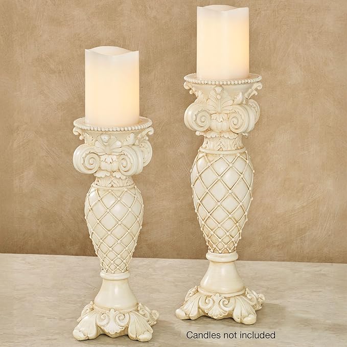 Corinthia Classical Style Candleholder Set of Two Antique Ivory Set of 2