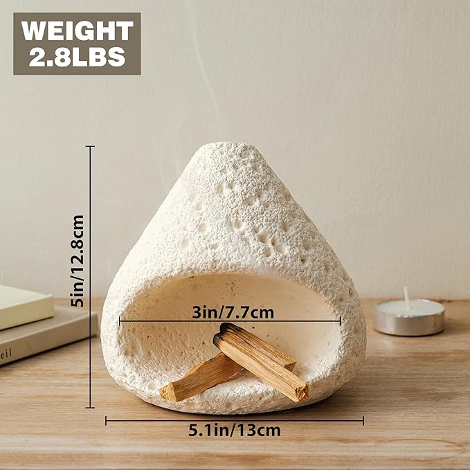 Palo Santo Holder, Modern Incense Burner for Sage, Palo Santo Sticks and Cones Burning, Mini Fireplace Chimney Smudge Bowl for Yoga, Meditation and Energy Cleansing Aromatic Home Decor