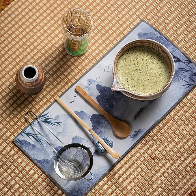 Ceramic Matcha Whisk Set, Complete Matcha Set-8PCS for Ceremonial Grade Matcha, Tea Gifts for Tea Lovers for Christmas, Birthday, Halloween (Stoneware)