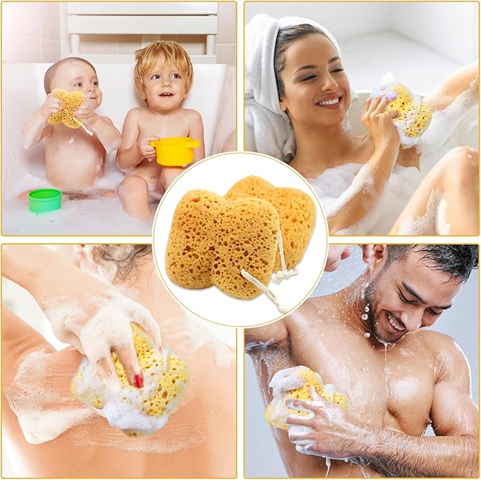 3Pcs Bath Sponges,Larger Shower Sponges for Women Men, Exfoliating Body Sponge Dense Foam for Gentle & Deep Cleansing, Ultra-Soft for Sensitive Dry Skin