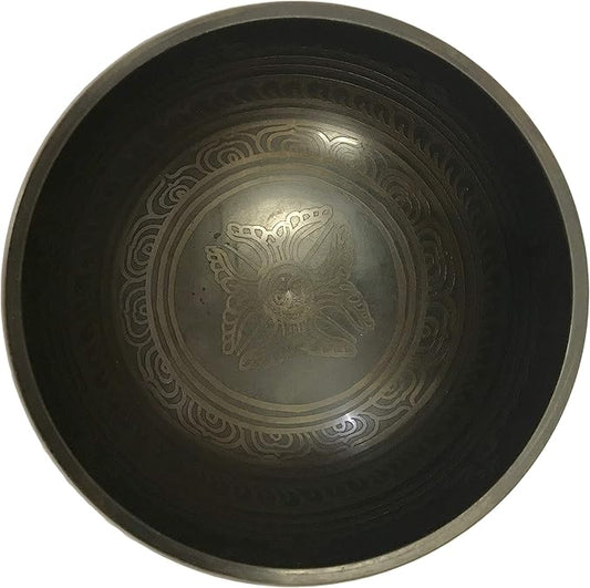 5113 SB 'B' Note Chakra Healing Antique Tibetan Auspicious Symbol Bowl Set ~ Nepal (4.75 inch diameter)