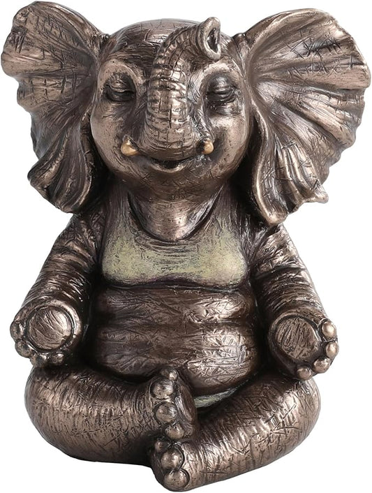 Veronese Design 3 1/2 Inch Yoga Elephant Sitting Lotus Meditation Cold Cast Resin Bronze Finish Animal Figurine