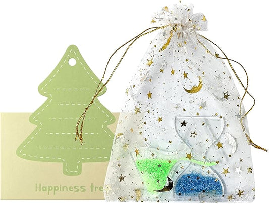 Geiomoo Sand Hourglass Timers with Card, Luminous Sandglass Glow in The Dark for Office Home Decor (Happiness Free)