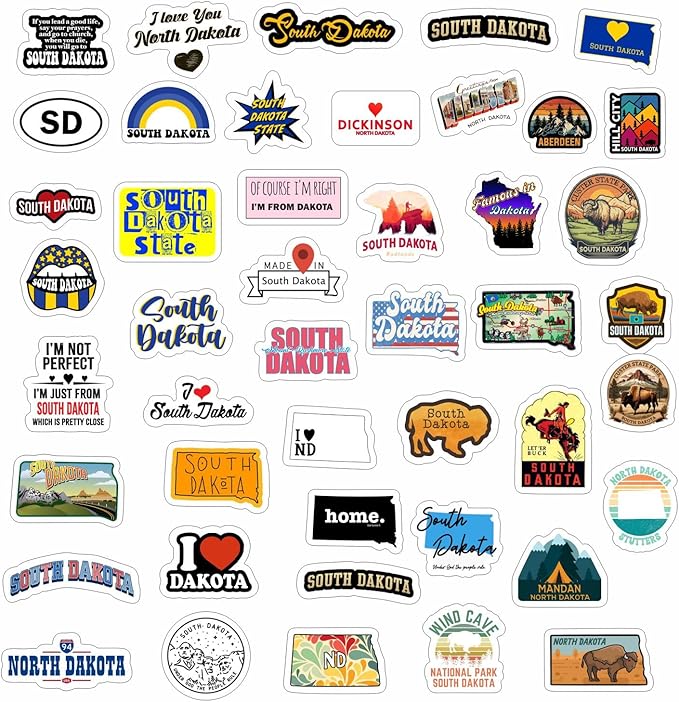 BulbaCraft Dakota Stickers for Water Bottle and Laptop - Dakota Party Favors & Decorations, Waterproof Vinyl Decals, State Pride and Icon Stickers, Gifts for Women & Men