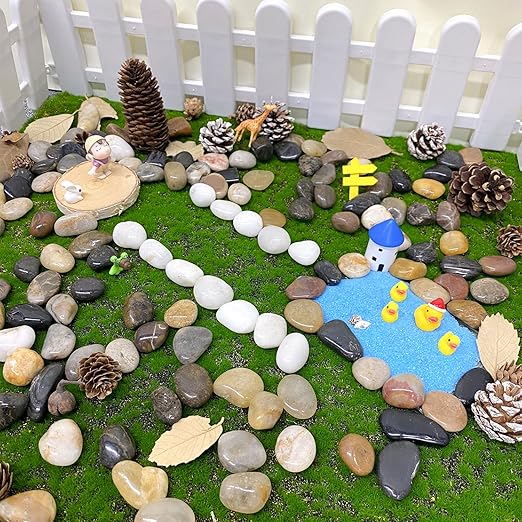 Pebbles for Indoor Plants, Mixed Color Polished River Rocks Decorative Stones for Garden, Aquarium, Vase Fillers, Outdoor Landscaping and Backyard(0.8-1.2 inch,10 Pounds)