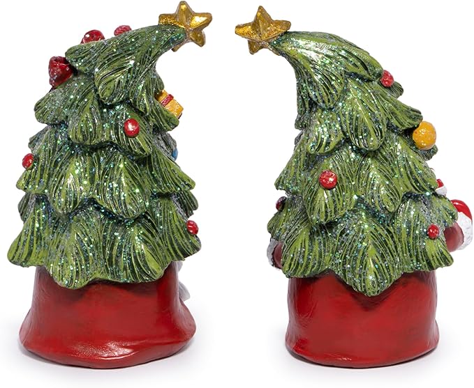 Hodao Christmas Elf Figurines with Tree Hats, Coffee Cup Elves Holiday Table Decorations, Cozy Festive Home Decor Accents for Living Room, Fireplace Mantel, Dining Table (Red)