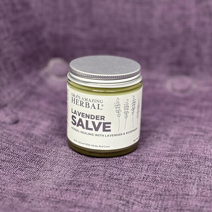 Ora's Amazing Herbal, Lavender Salve Balm, Drawing Salve with Lavender Essential Oil, Natural Skin Moisturizers, Repair Ointment for Irritated Skin, Aromatherapy for Relaxation Massage 4 oz