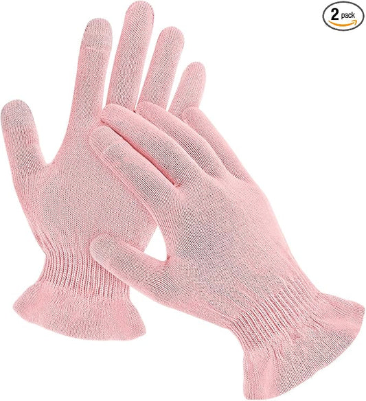 MIG4U Moisturizing Beauty Gloves Touchscreen Overnight Sleeping Glove for Women Dry Hands, Nighttime Lotion, Eczema, SPA, Cosmetic Treatment, Pink 1 Pairs Size S/M