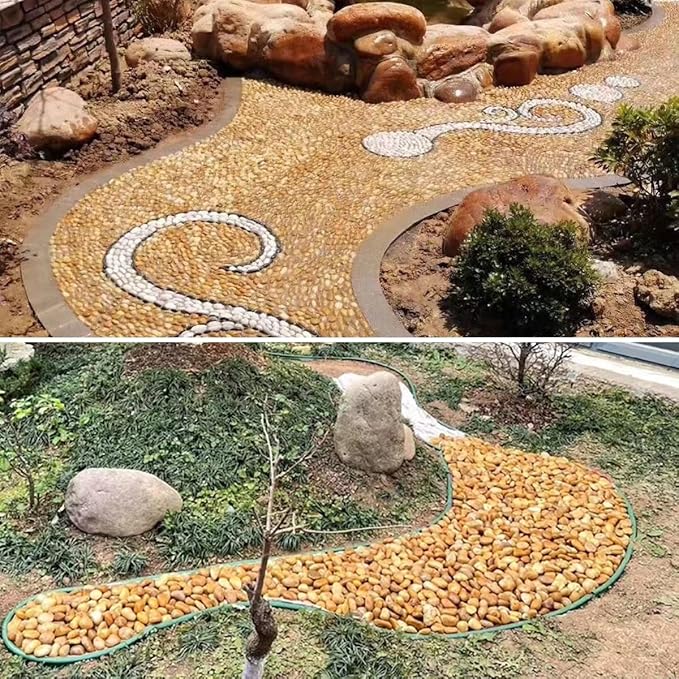 20lbs Yellow River Rocks for Landscaping, 1-2 Inch Natural Pebbles for Indoor Plants, High Polished Decorative Stones Vase Filler Fish Tank Aquariums Garden