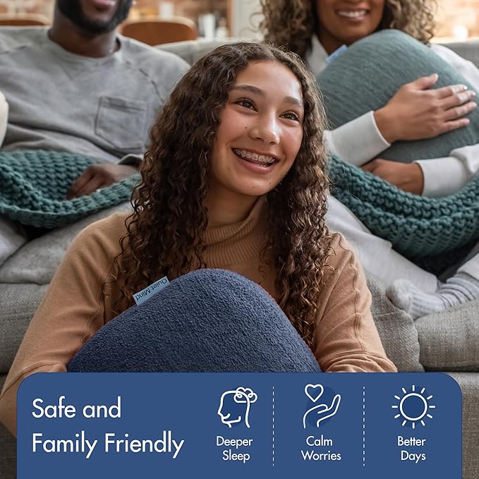 Quiet Mind Weighted Pillow for Adults 6 Lbs - Get Better Sleep - Sustainably Made and Chemical Free - Machine Washable (Small, Blueberry)