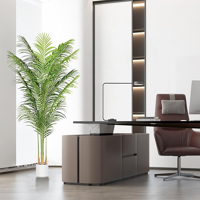 Artificial Palm Tree for Home Decor Indoor 6.6Ft Large Tall Fake Plants Faux Tropical Areca Palm Silk Floor Plant in Pot Living Room Office Garden Decoration Housewarming Gift (2, 6.6 Feet)
