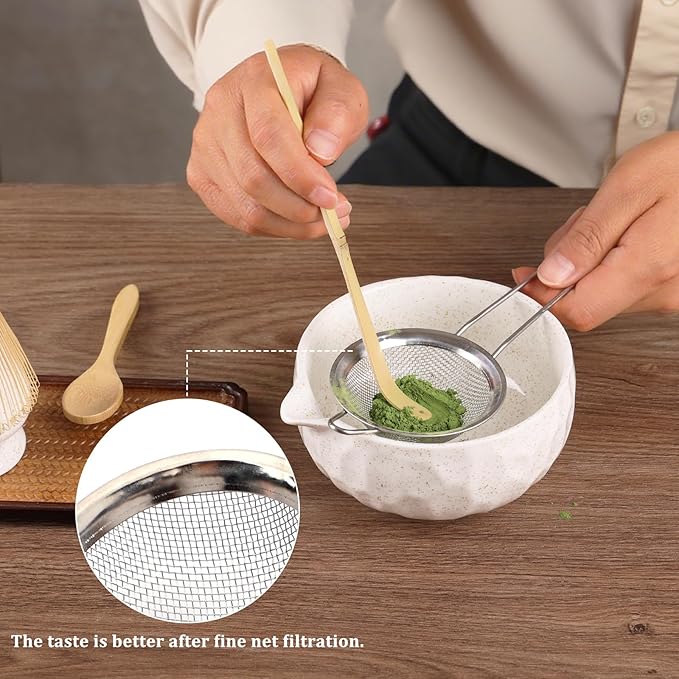 Matcha whisk Sets,Japanese Matcha Set,Matcha Bowl with Spout,Matcha Whisk and Holder,Bamboo Scoop,Sifter - 6 Pcs Tea Set for Matcha Lover,Tea Ceremony,Thanksgiving,Christmas gifts(Blue)