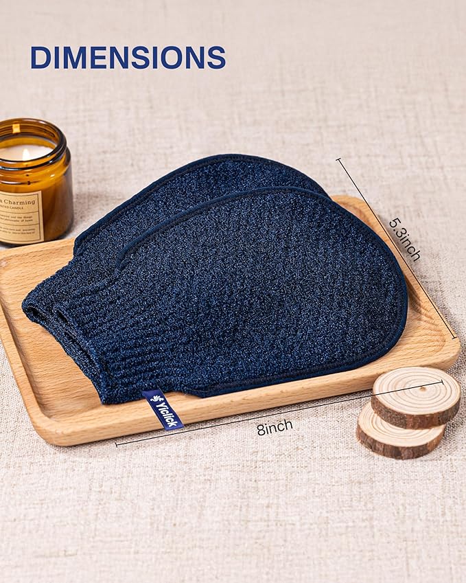 Yiclick Heavy Exfoliating Gloves Mitts, Exfoliating Body Scrubber Exfoliator For Shower Bath, Korean Body Scrub Mitts for Dead Skin Remover, Loofah Luffa Sponge Wash Cloth For Men Women
