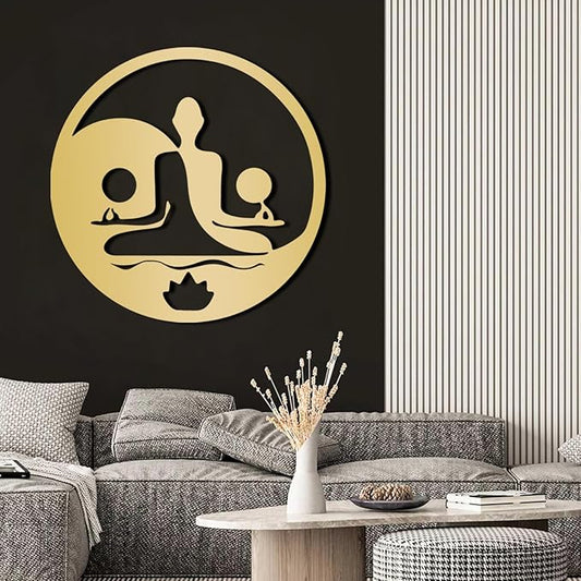 Metal Wall Decor-Metal Buddha Wall Decor, Metal Zen Wall Art, Yin Yang Wall Art, Buddha Wall Art, Meditation Wall Decor, Spiritual Wall Decor, Zen Wall Art, Yoga Room Wall Decor (Gold, 35x35in|90x90cm)