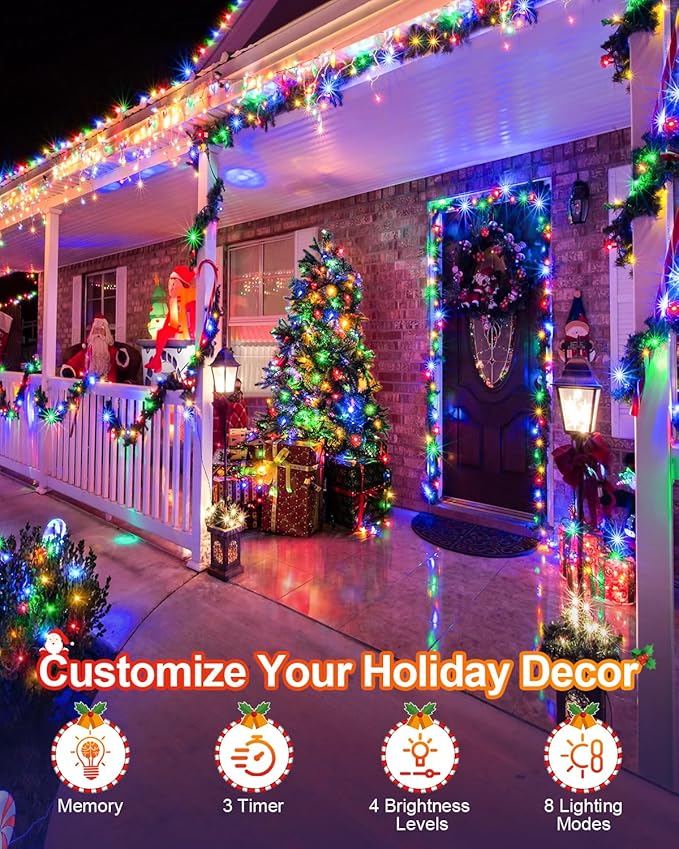 355FT Multicolor Christmas Lights Outdoor,900 LED Extra Long String Lights Waterproof Timer & Memory 8 Modes Dimmable Plug in Fairy Lights for Tree Patry Holiday Indoor Decorations