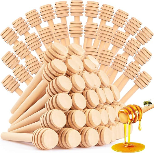 60Pcs Honey Dipper Sticks - Wooden Honey Dipper, 3 Inch Mini Honeycomb Stick, Honey Stirrer Stick for Jar Dispense Drizzle and Wedding Party Present