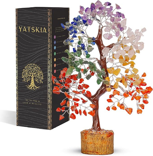 YATSKIA Crystal Tree - Bonsai Tree - Tree of Life - Seven Chakra Crystals - Feng Shui - Gemstones - Home Decor - Crystal Necklaces - House Warming Gifts New Home - Spiritual Gifts - Crystal Gifts
