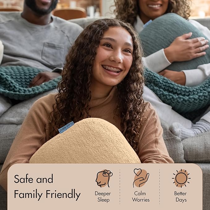 Quiet Mind Weighted Pillow for Adults 6 Lbs - Get Better Sleep - Sustainably Made and Chemical Free - Machine Washable (Small, Cashew)