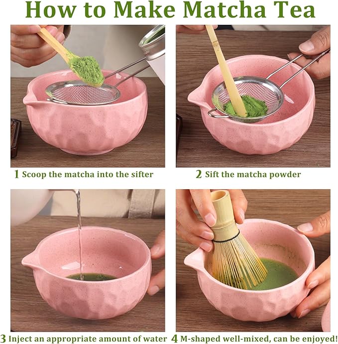 Matcha whisk Sets,Japanese Matcha Set,Matcha Bowl with Spout,Matcha Whisk and Holder,Bamboo Scoop,Sifter - 6 Pcs Tea Set for Matcha Lover,Tea Ceremony,Thanksgiving,Christmas gifts(Blue)